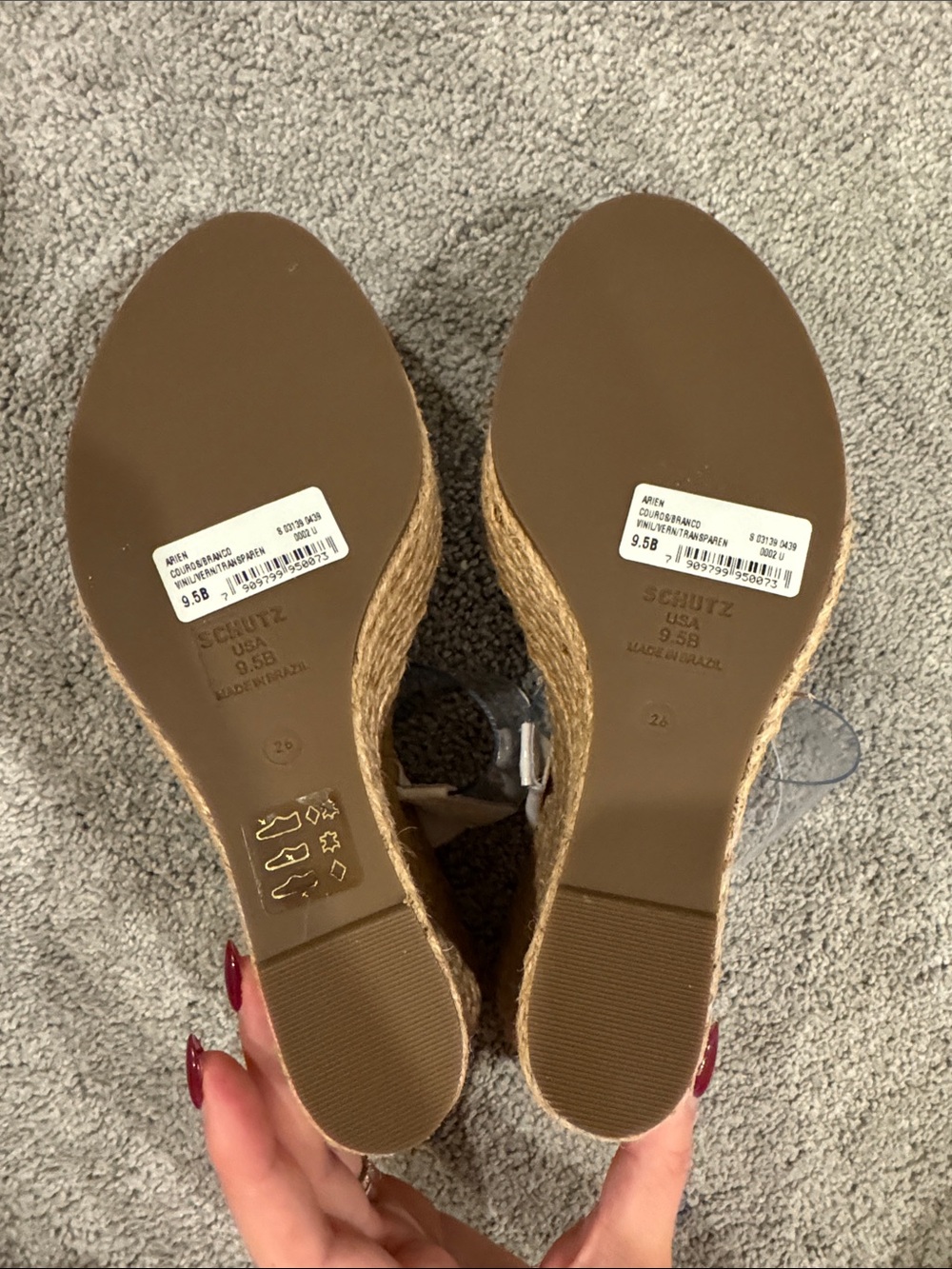 SCHUTZ White Espadrille Platform Wedge Sandals with Clear Straps - Picture 2 of 3